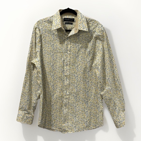 Nick Graham "Everywhere" Stretch‎ Modern Fit Floral Dress Shirt Men's - Picture 1 of 3